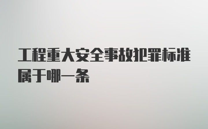 工程重大安全事故犯罪标准属于哪一条