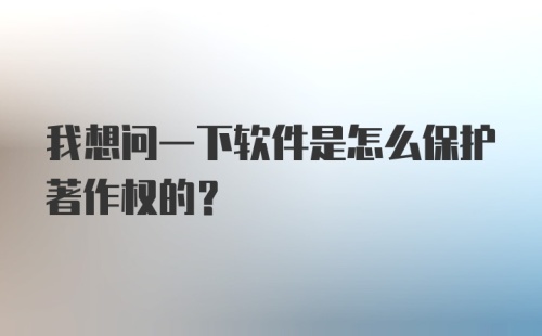 我想问一下软件是怎么保护著作权的?