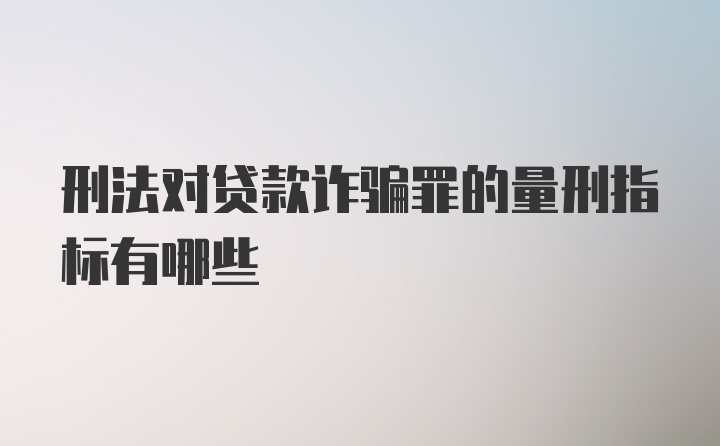 刑法对贷款诈骗罪的量刑指标有哪些