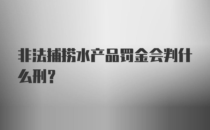 非法捕捞水产品罚金会判什么刑？