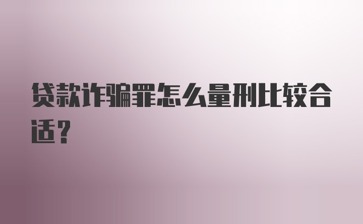 贷款诈骗罪怎么量刑比较合适？