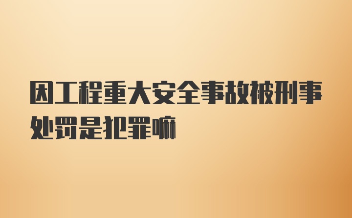 因工程重大安全事故被刑事处罚是犯罪嘛