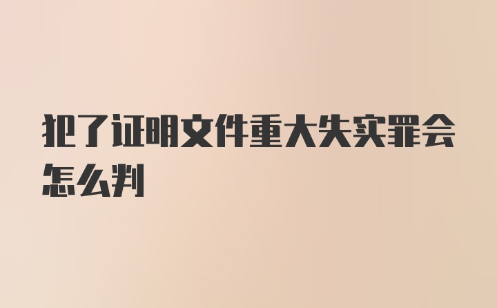 犯了证明文件重大失实罪会怎么判