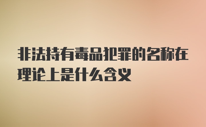 非法持有毒品犯罪的名称在理论上是什么含义