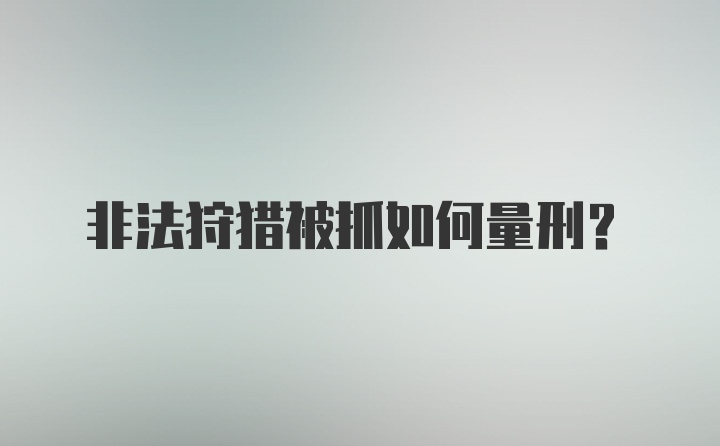 非法狩猎被抓如何量刑?