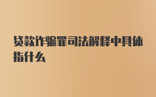 贷款诈骗罪司法解释中具体指什么