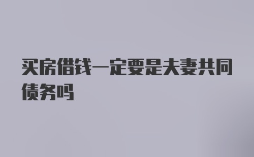 买房借钱一定要是夫妻共同债务吗