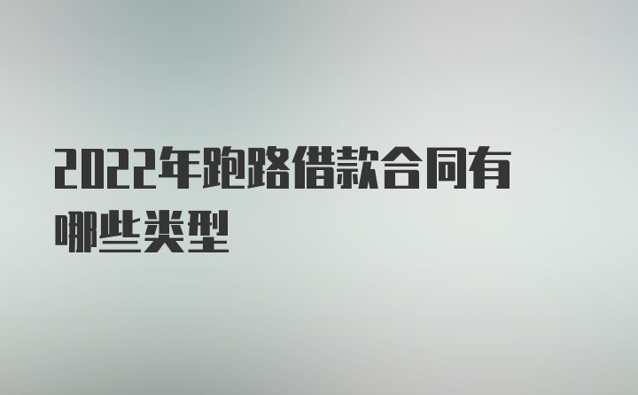 2022年跑路借款合同有哪些类型