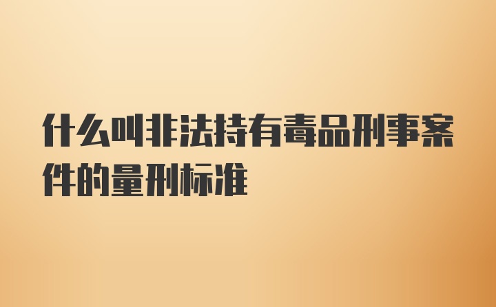 什么叫非法持有毒品刑事案件的量刑标准