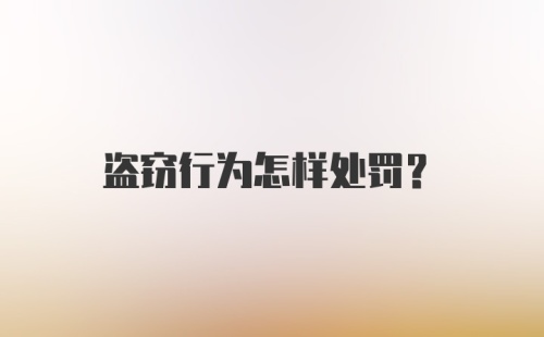 盗窃行为怎样处罚？