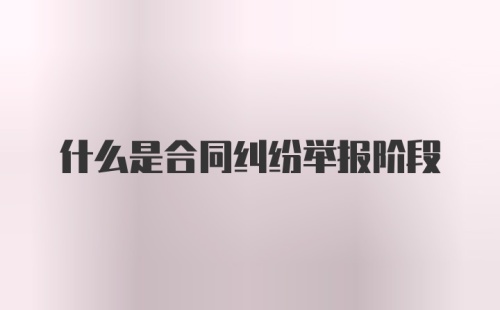 什么是合同纠纷举报阶段