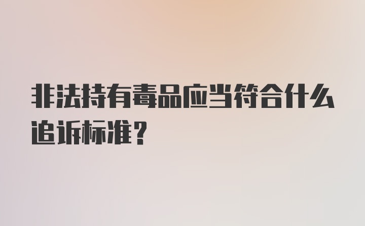 非法持有毒品应当符合什么追诉标准？