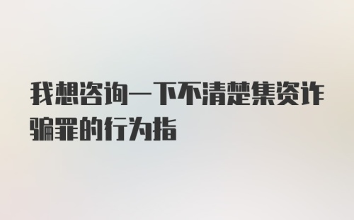 我想咨询一下不清楚集资诈骗罪的行为指