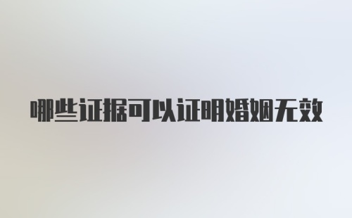 哪些证据可以证明婚姻无效