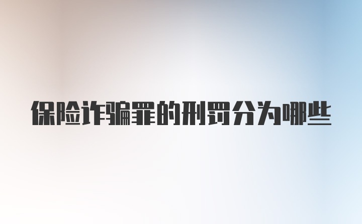 保险诈骗罪的刑罚分为哪些