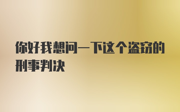 你好我想问一下这个盗窃的刑事判决