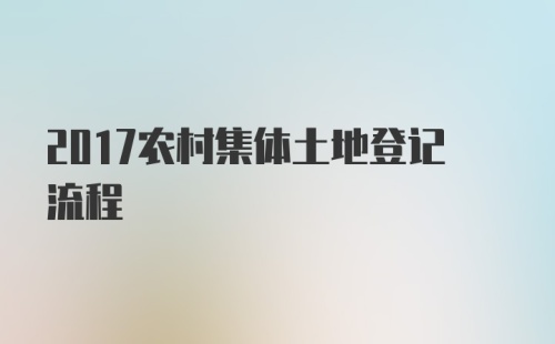 2017农村集体土地登记流程