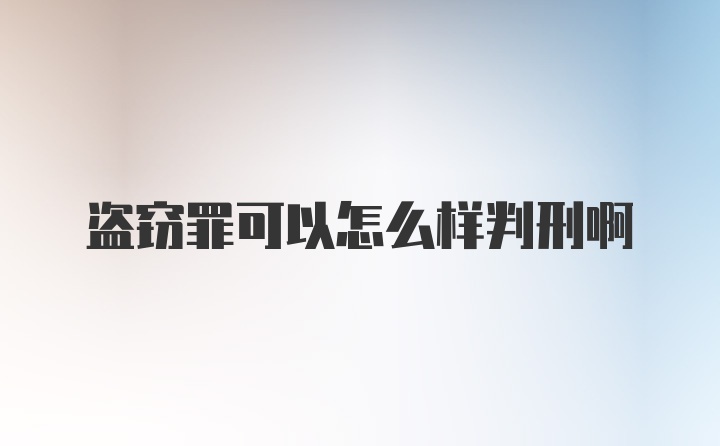 盗窃罪可以怎么样判刑啊