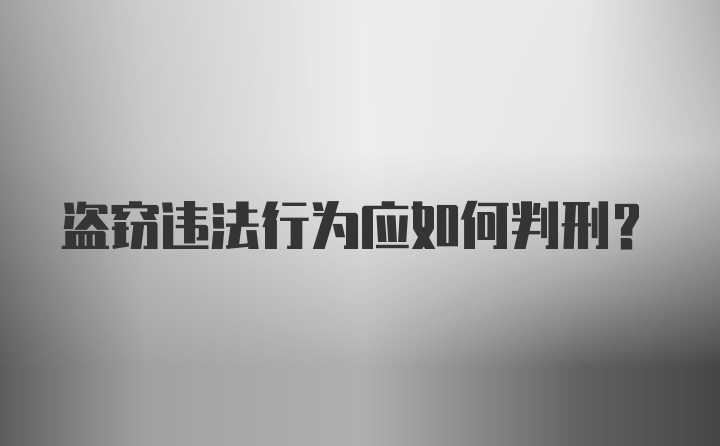 盗窃违法行为应如何判刑?