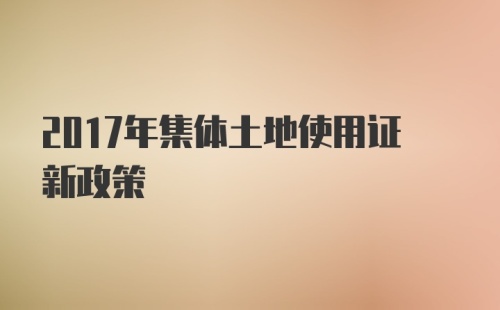 2017年集体土地使用证新政策