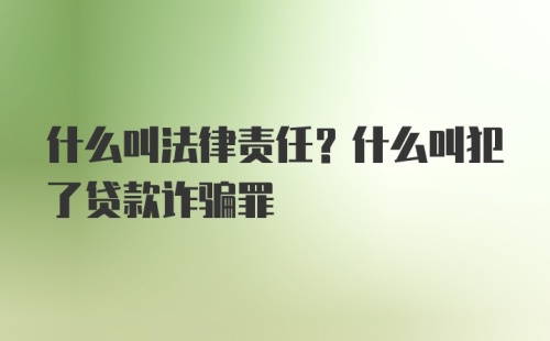 什么叫法律责任？什么叫犯了贷款诈骗罪