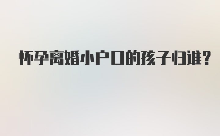 怀孕离婚小户口的孩子归谁？