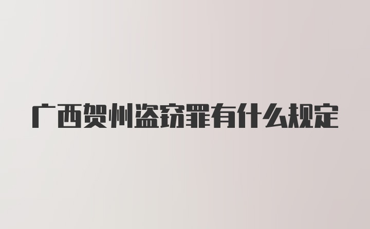 广西贺州盗窃罪有什么规定