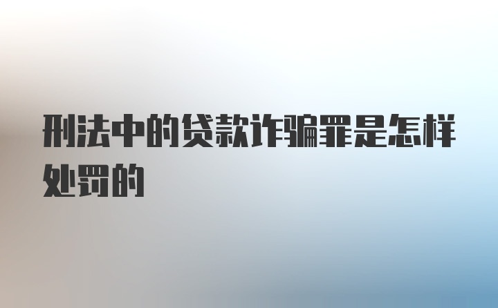 刑法中的贷款诈骗罪是怎样处罚的