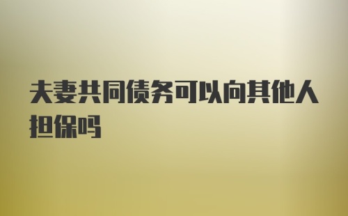 夫妻共同债务可以向其他人担保吗