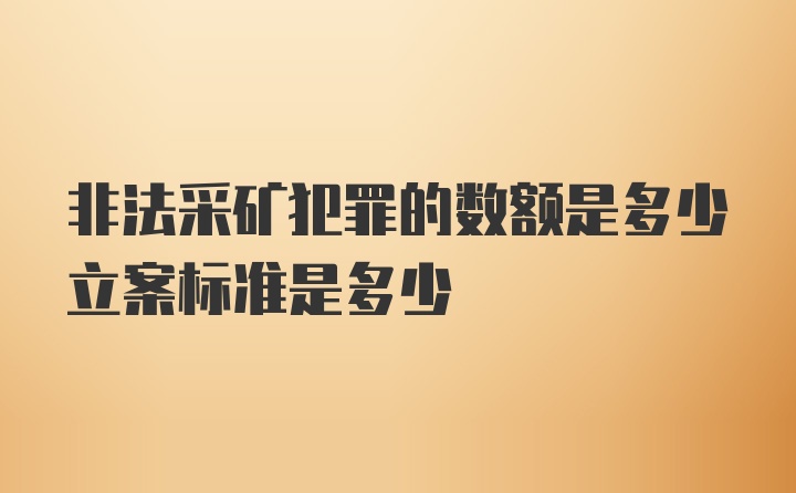 非法采矿犯罪的数额是多少立案标准是多少