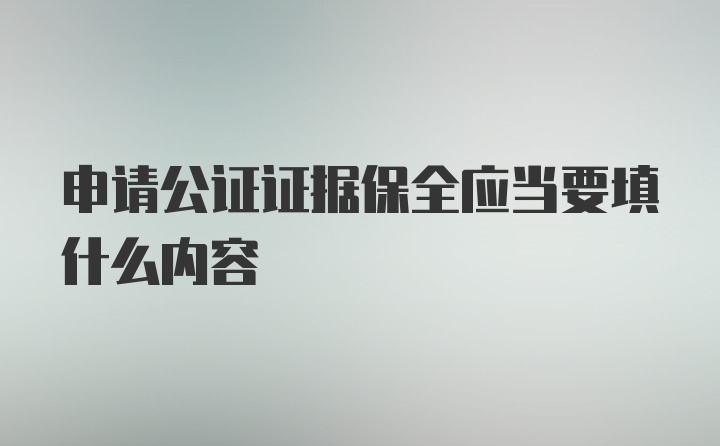 申请公证证据保全应当要填什么内容