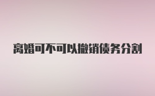 离婚可不可以撤销债务分割