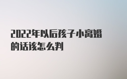 2022年以后孩子小离婚的话该怎么判