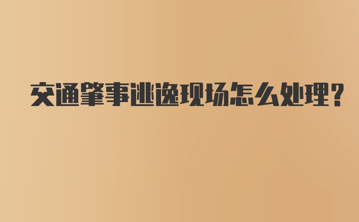 交通肇事逃逸现场怎么处理?