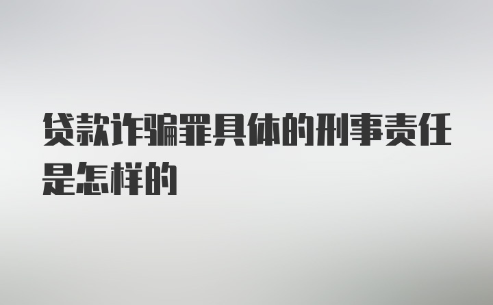 贷款诈骗罪具体的刑事责任是怎样的