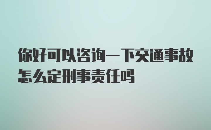 你好可以咨询一下交通事故怎么定刑事责任吗