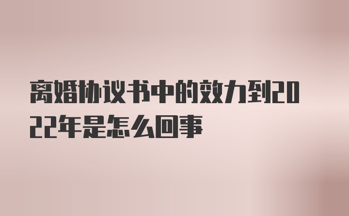 离婚协议书中的效力到2022年是怎么回事