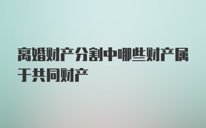 离婚财产分割中哪些财产属于共同财产