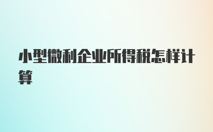 小型微利企业所得税怎样计算