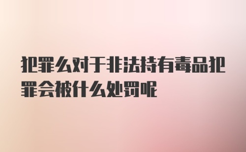 犯罪么对于非法持有毒品犯罪会被什么处罚呢