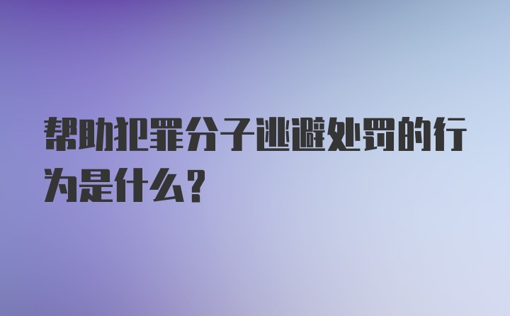 帮助犯罪分子逃避处罚的行为是什么？