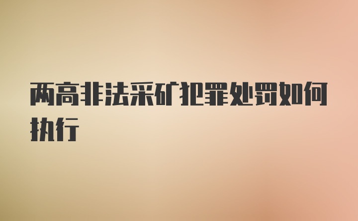 两高非法采矿犯罪处罚如何执行