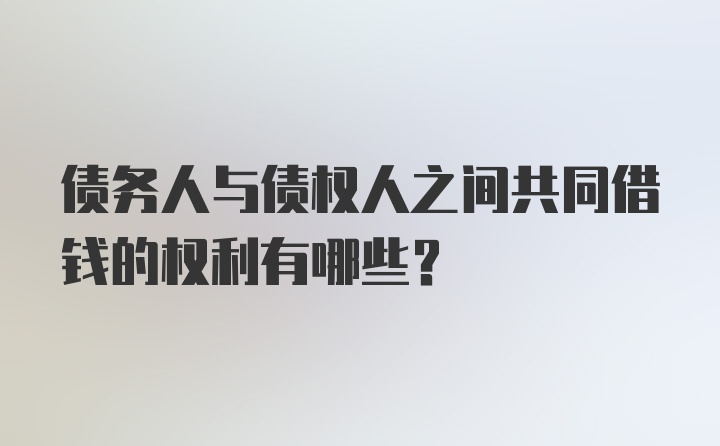 债务人与债权人之间共同借钱的权利有哪些？