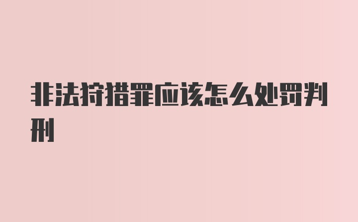 非法狩猎罪应该怎么处罚判刑