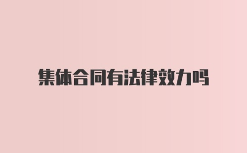 集体合同有法律效力吗