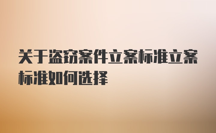 关于盗窃案件立案标准立案标准如何选择