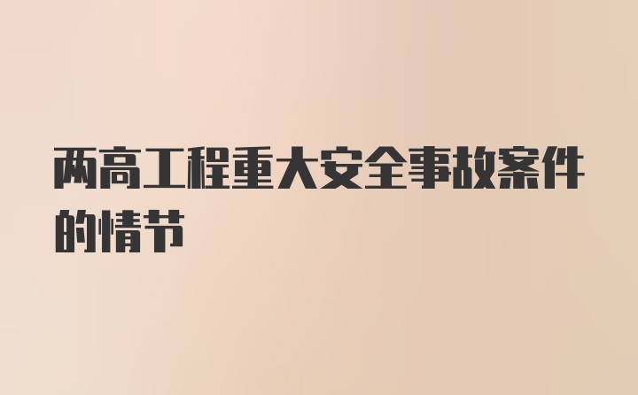 两高工程重大安全事故案件的情节