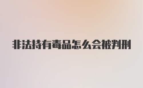 非法持有毒品怎么会被判刑