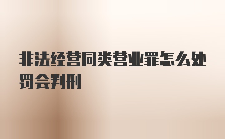 非法经营同类营业罪怎么处罚会判刑