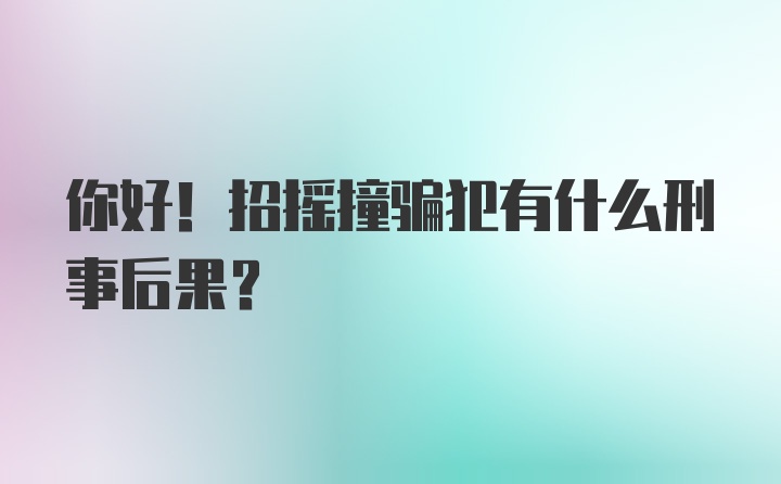 你好！招摇撞骗犯有什么刑事后果？